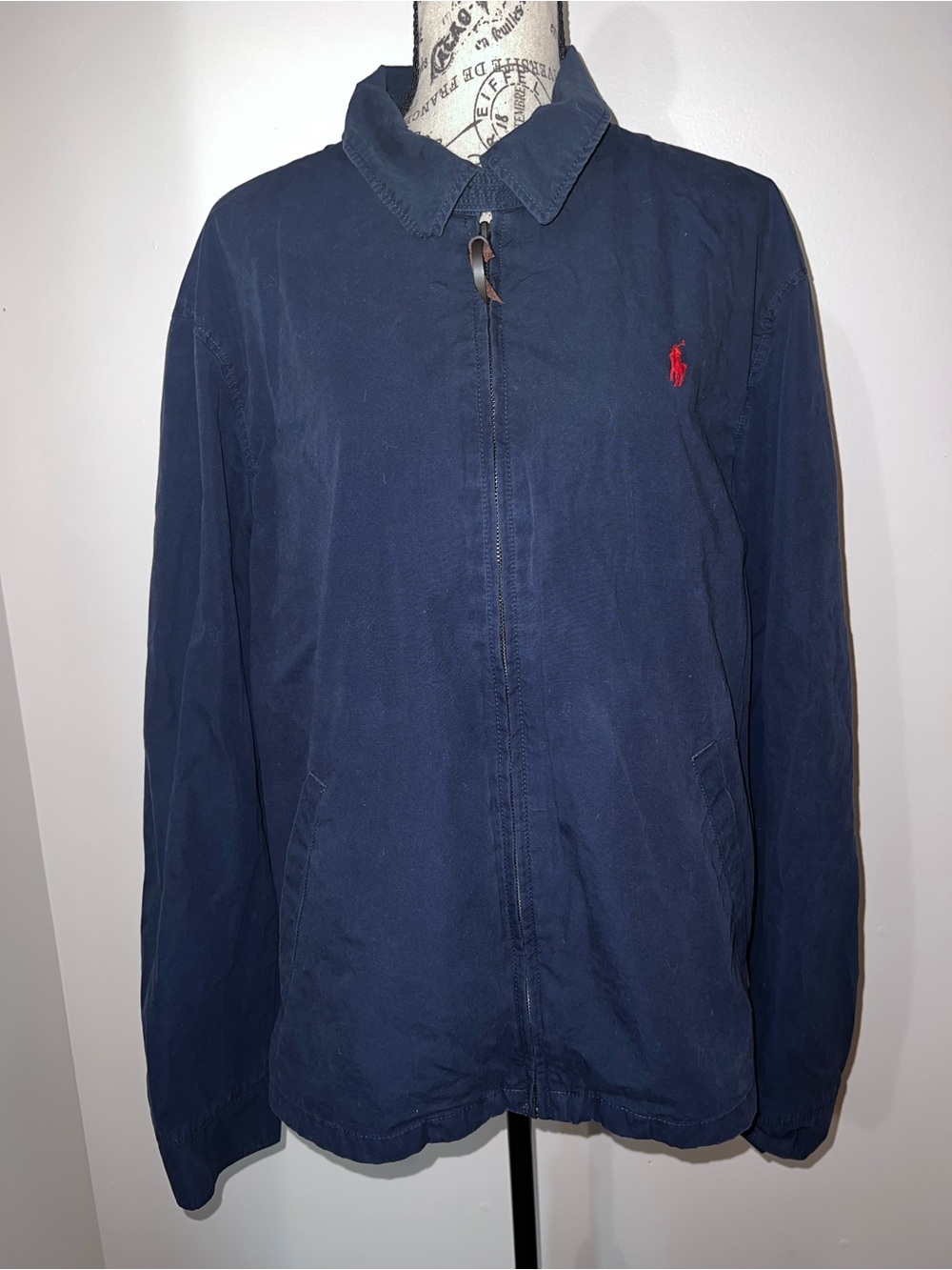 Polo Ralph Lauren Men’s Harrington Jacket Navy Blue Cotton Red Pony XL